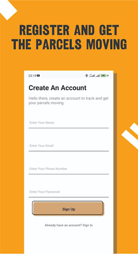 Android application Moving Parcels Driver screenshort