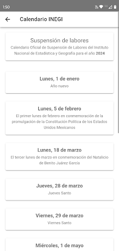 Calendario de pagos INEGI Screen 3