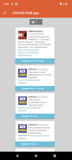 HVACR HUB app Screen 2