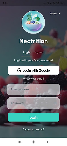 Android application Neotrition screenshort