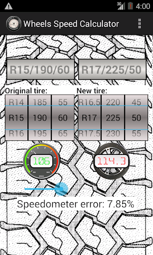 Android application Wheels Speed Calculator screenshort