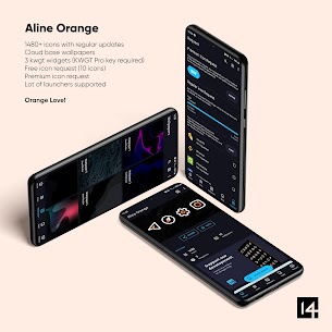 Aline Orange icon pack Pro Paid Apk – linear white & orange 2