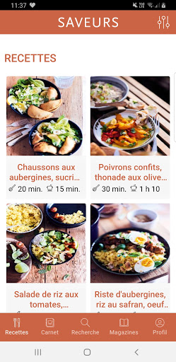 Android application Saveurs : Recettes de cuisine screenshort