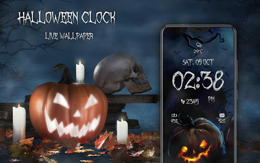 Android application Halloween Spooky Digital Clock screenshort