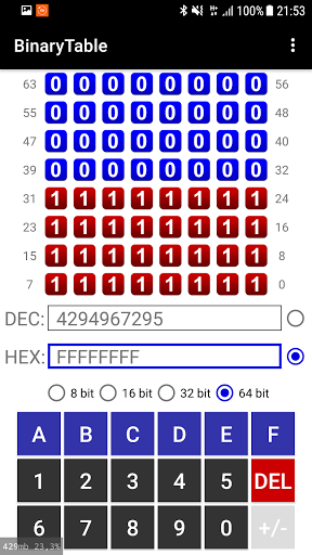 Android application bin/hex/dec converter screenshort