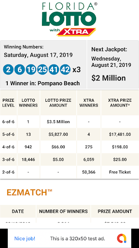 FL Lottery Results Screen 2