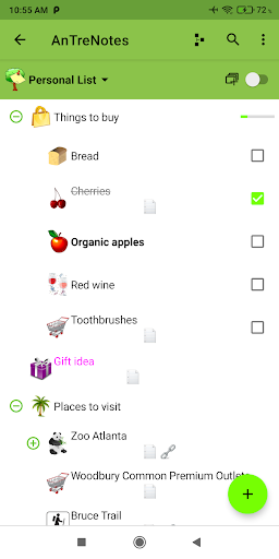 Android application AnTreNotes screenshort