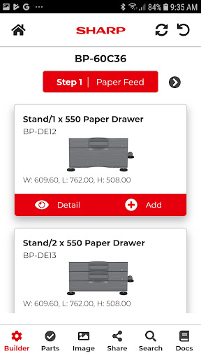 Sharp Product Configurator Screen 3