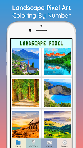 Android application Landscape Pixel Art Coloring screenshort