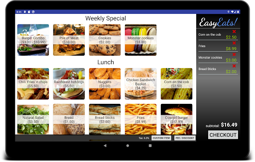 Android application EasyEats Point of Sale screenshort