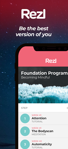 Android application Rezl: Mindfulness for Resilien screenshort