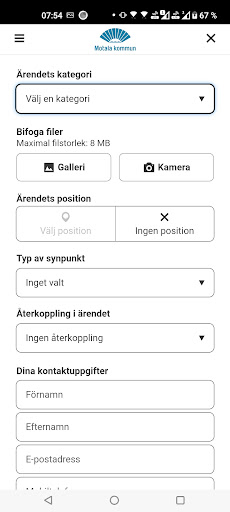 Fel- & synpunktsanmälan Motala Screen 2