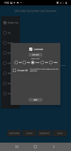 QR Generator and Scanner Screen 2