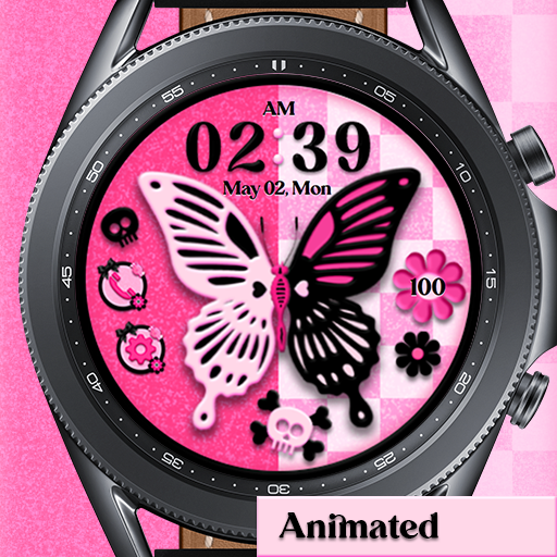 Pink Funky Butterfly_Watchface logo