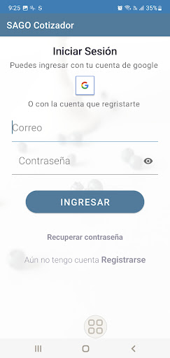 Android application SAGO COTIZADOR screenshort