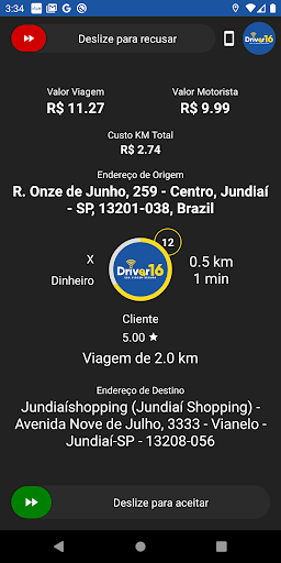 Android application Driver16 motorista screenshort