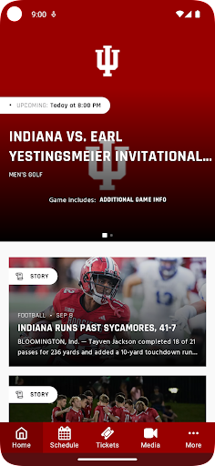 Android application IU Hoosiers screenshort
