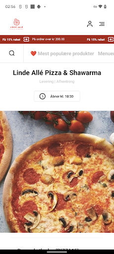 Android application Linde Allé Pizza & Shawarma screenshort
