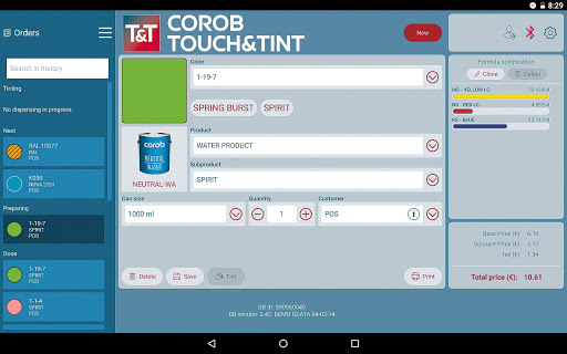 Android application COROB TOUCH&TINT screenshort