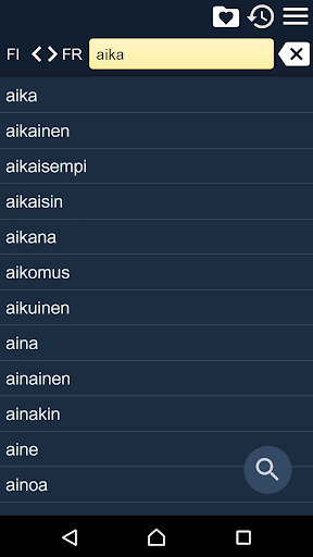 Android application Finnish French Dictionary screenshort