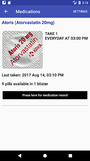 Android application CorrectPill screenshort