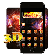 3D Flame Fire Skull Launcher Theme