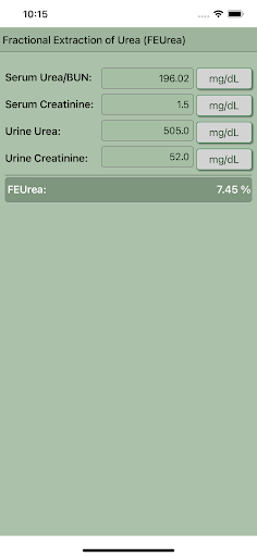 Android application FEUrea Calculator screenshort