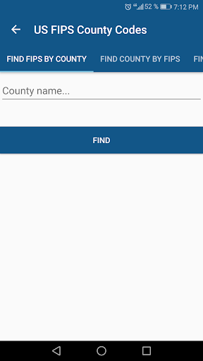 Android application USA FIPS County Code screenshort