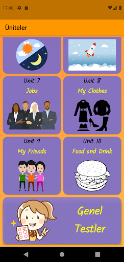 Android application 4. Sınıf İngilizce screenshort
