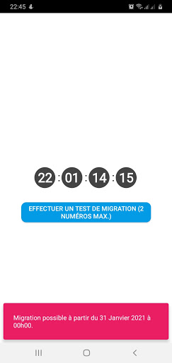 Android application Migration Numéros screenshort