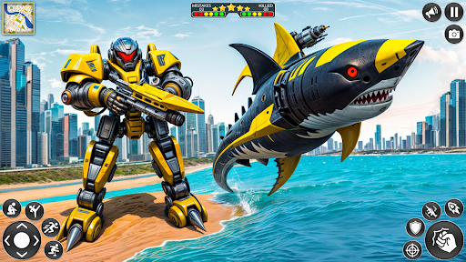 Android application Shark Robot Car Transform Game screenshort