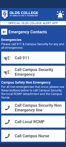 Olds College Alert Screen 2