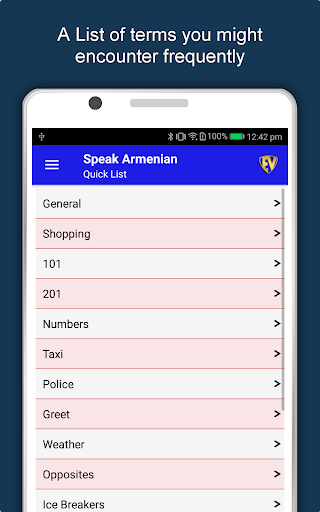 Screenshot of Learn Armenian Language App
