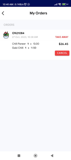 Phoenix Food Order Screen 2