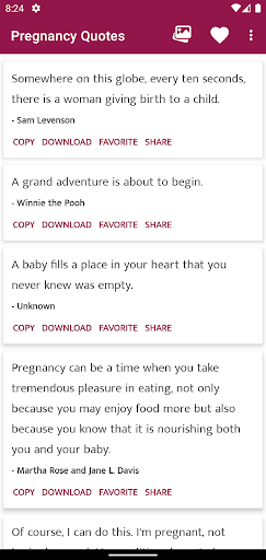 Android application Pregnancy Sayings and Quotes screenshort