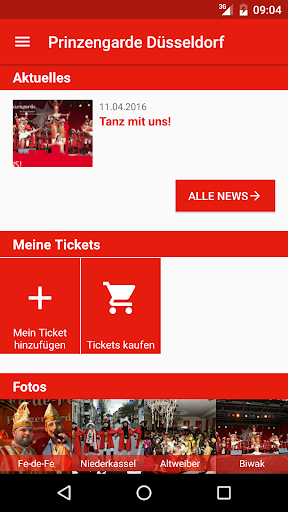 Android application Prinzengarde Düsseldorf screenshort