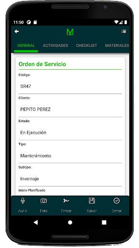 Ordenes de Trabajo Screen 3