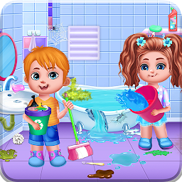 「Messy kids house cleaning」圖示圖片