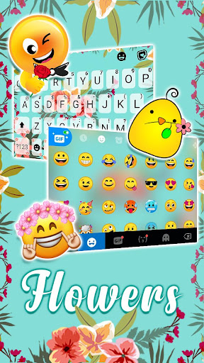 Cyan Flowers Keyboard Theme Screen 3