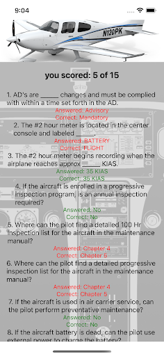 Cirrus SR20-22 Pilot Study App Screen 2