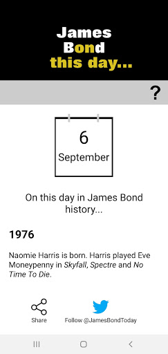 Android application James Bond: On This Day... screenshort