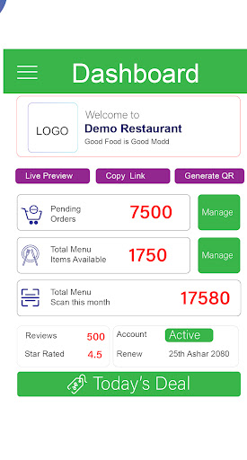 Menu : QR, Digital & Print Screen 2