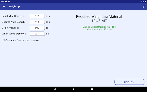 Screenshot of Drilling Fluids Pro