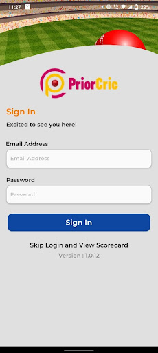 PriorCric - Live Scoring App Screen 2