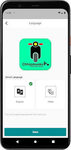 Android application Chipmunks Delivery Partner screenshort