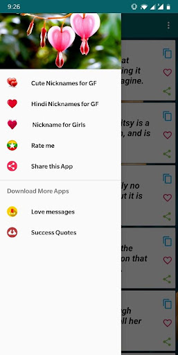 Android application Cute Nicknames for girlfriend screenshort