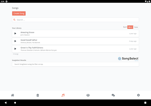 Screenshot of Planning by WorshipTools