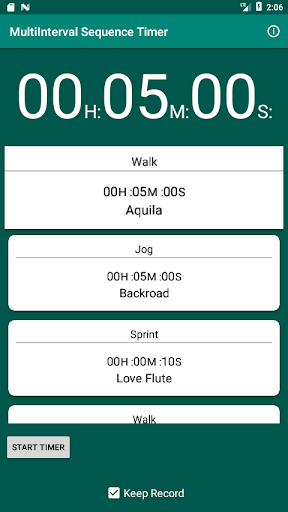 Multi-Interval Sequence Timer Screen 2