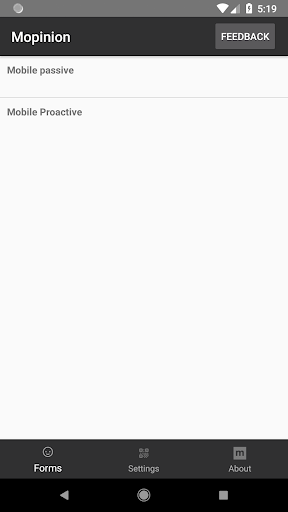 Android application Mopinion Forms Classic screenshort