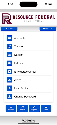Resource Federal Credit Union Screen 2